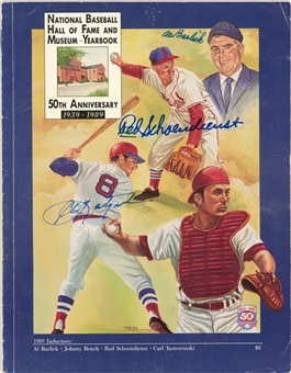 Hall of Famers Multi Signed 1989 Induction Yearbook With 36 Signatures (JSA)